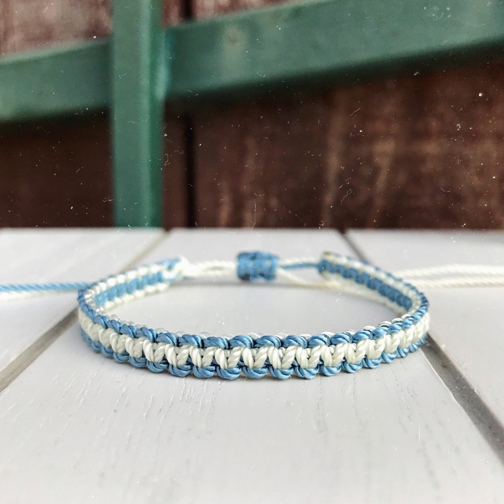 Light Blue & Off-White Nylon Bracelet